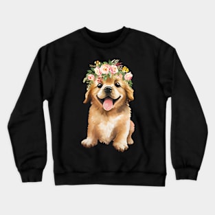 Golden Retriever Blumen Krone Crewneck Sweatshirt